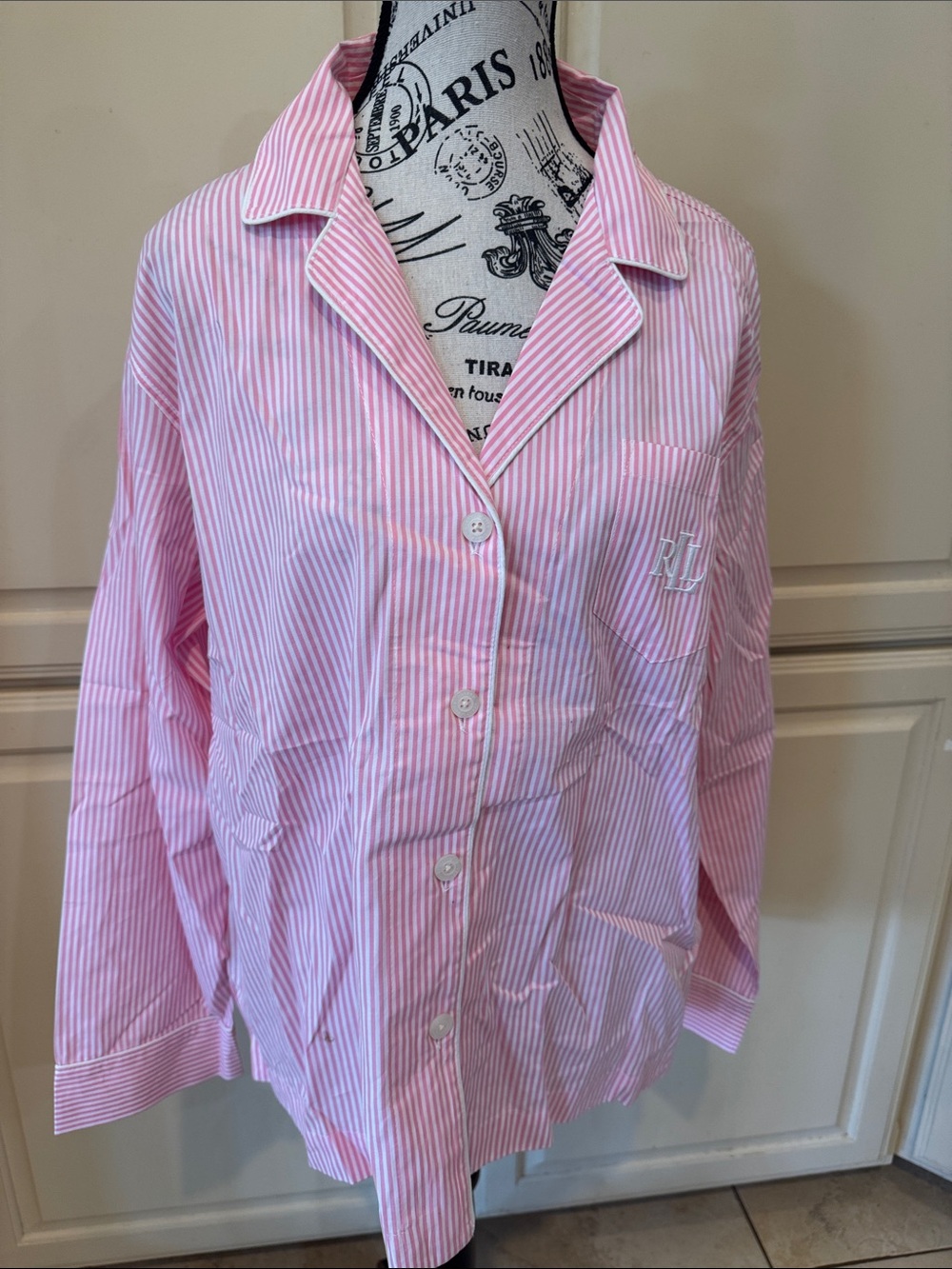 Pink Striped Kids Button-Up Pajama Top (New)